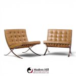 mies van der rohe for knoll mid century barcelona lounge chairs - pair