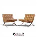 mies van der rohe for knoll mid century barcelona lounge chairs - pair