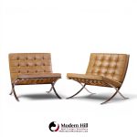 mies van der rohe for knoll mid century barcelona lounge chairs - pair