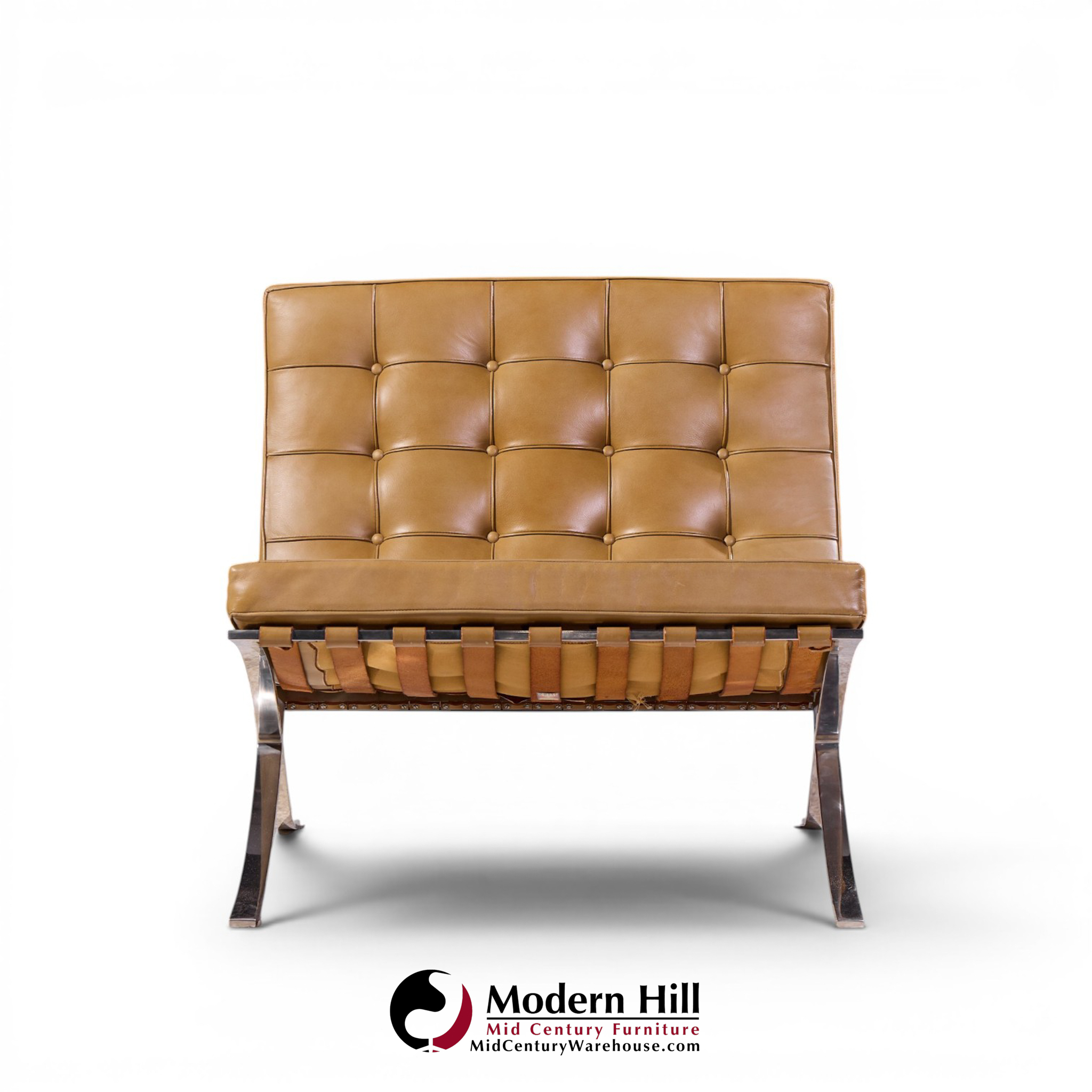 mies van der rohe for knoll mid century barcelona lounge chairs - pair