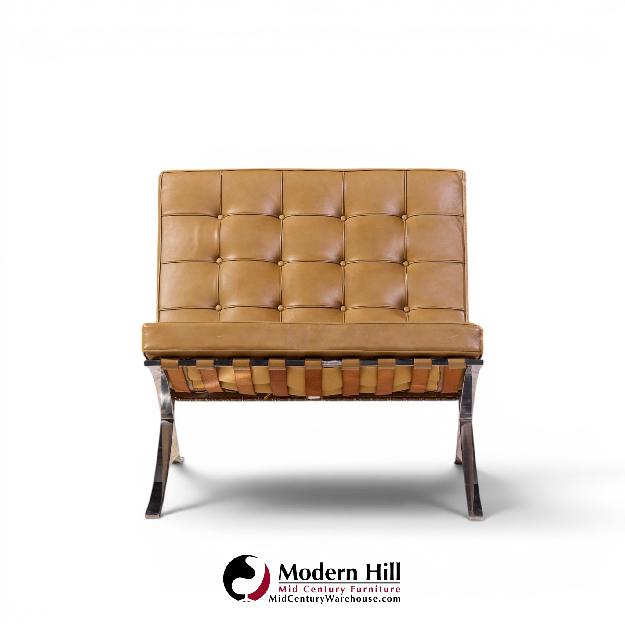 mies van der rohe for knoll mid century barcelona lounge chairs - pair