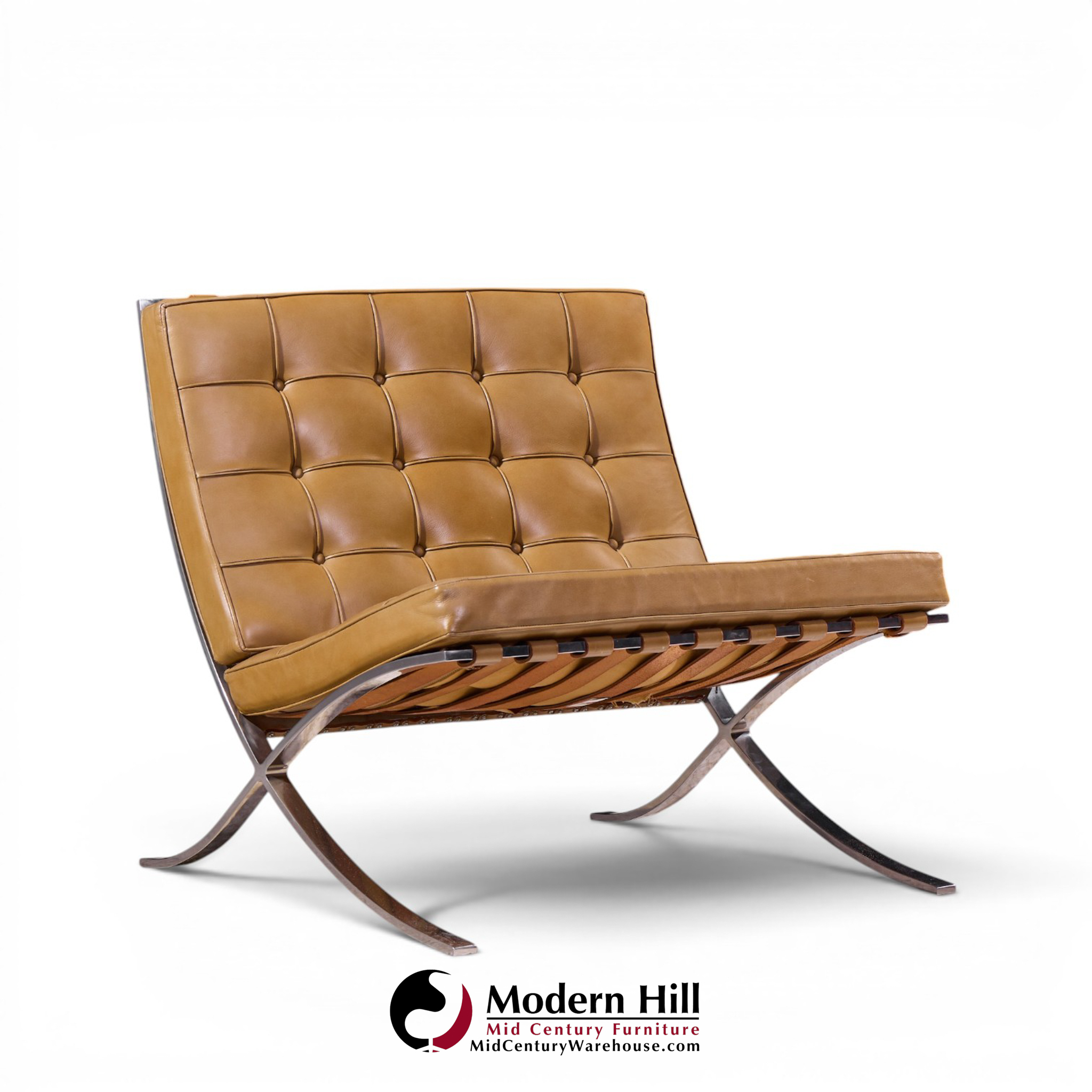 mies van der rohe for knoll mid century barcelona lounge chairs - pair