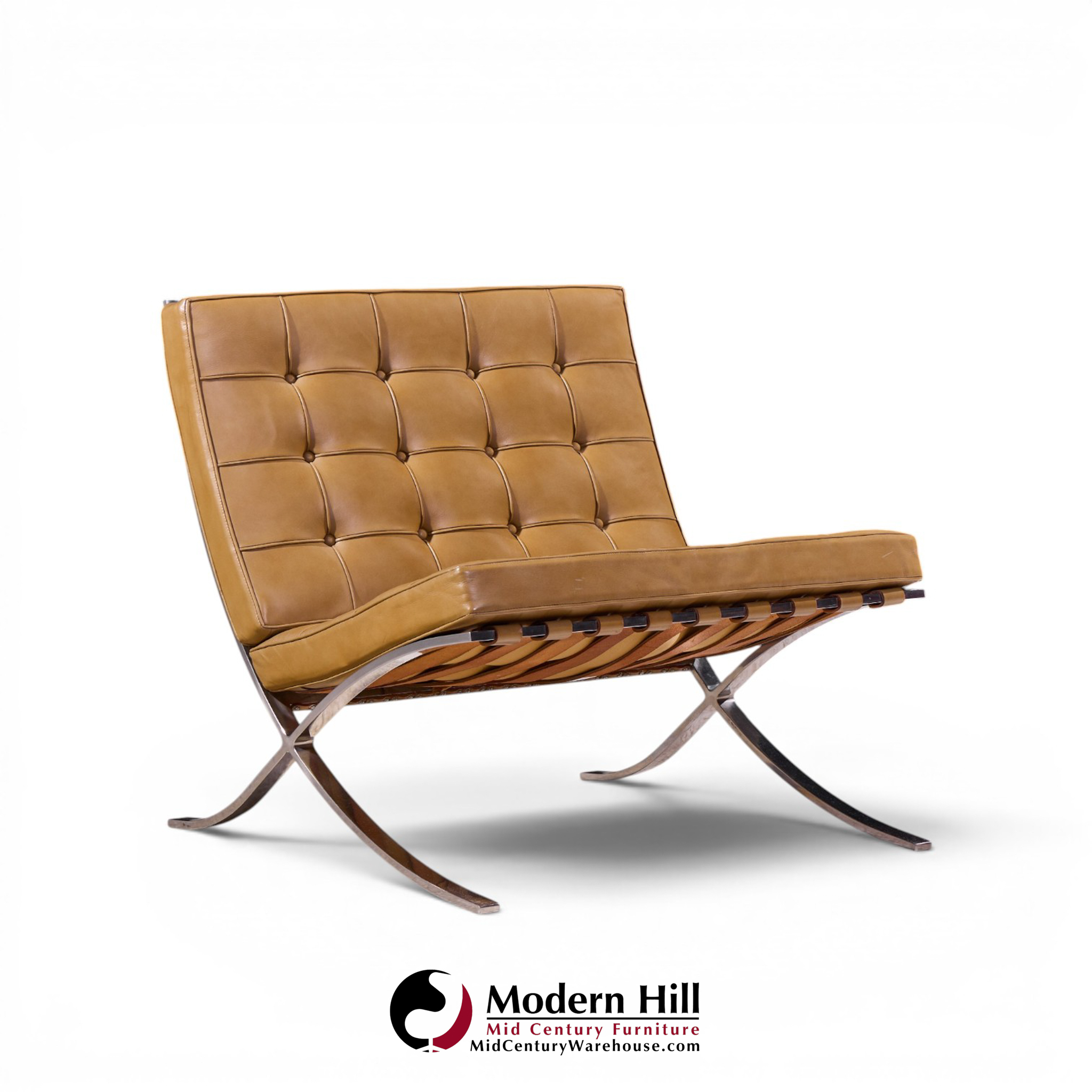 mies van der rohe for knoll mid century barcelona lounge chairs - pair