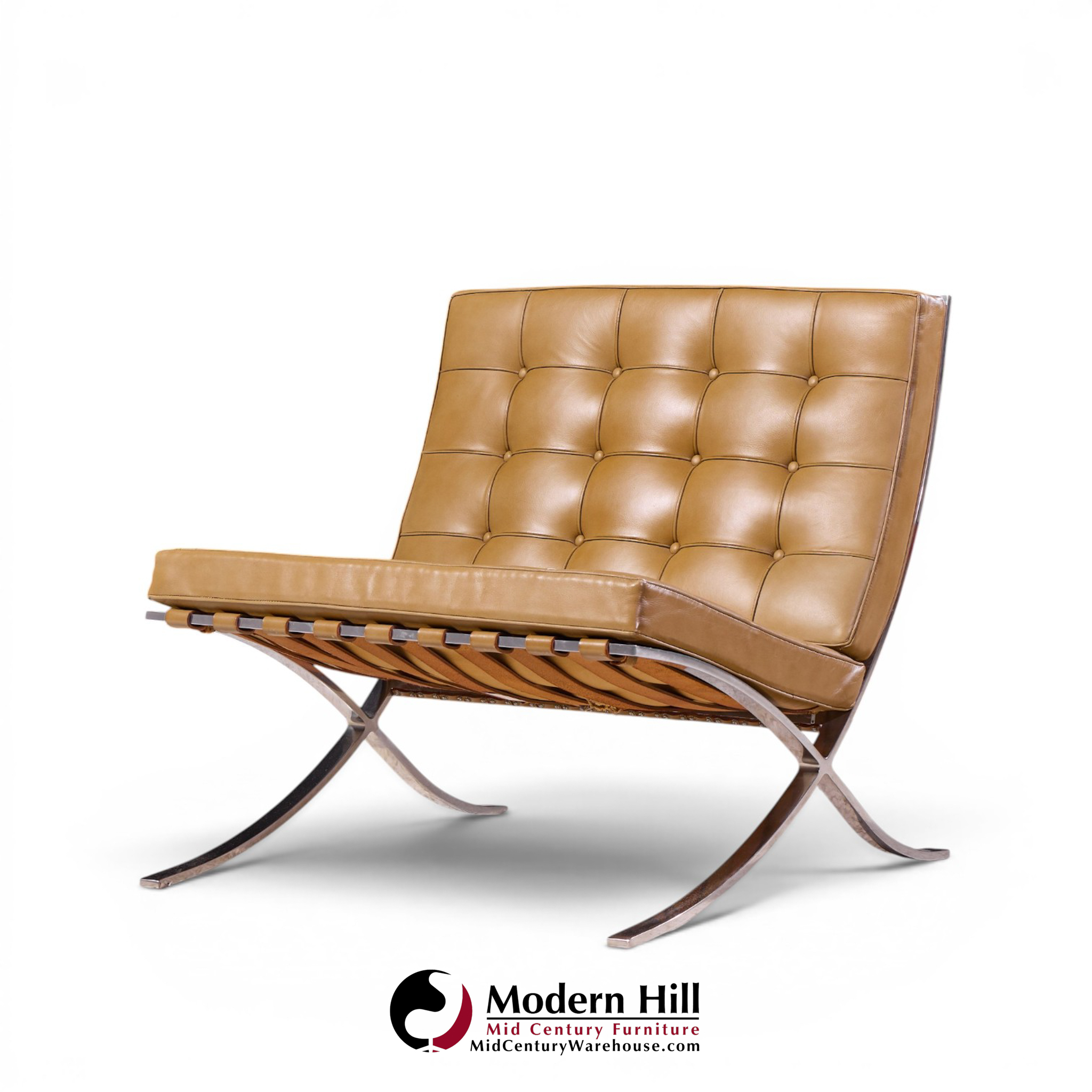 mies van der rohe for knoll mid century barcelona lounge chairs - pair
