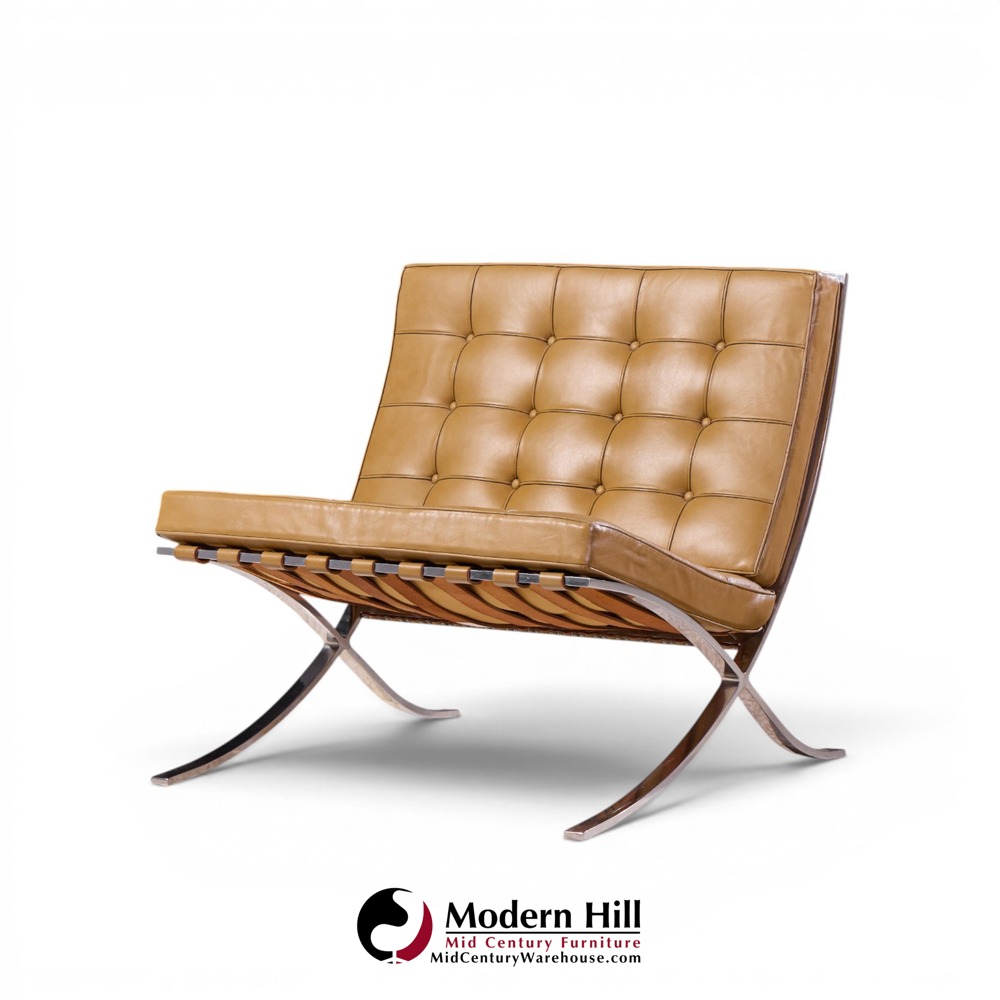 mies van der rohe for knoll mid century barcelona lounge chairs - pair