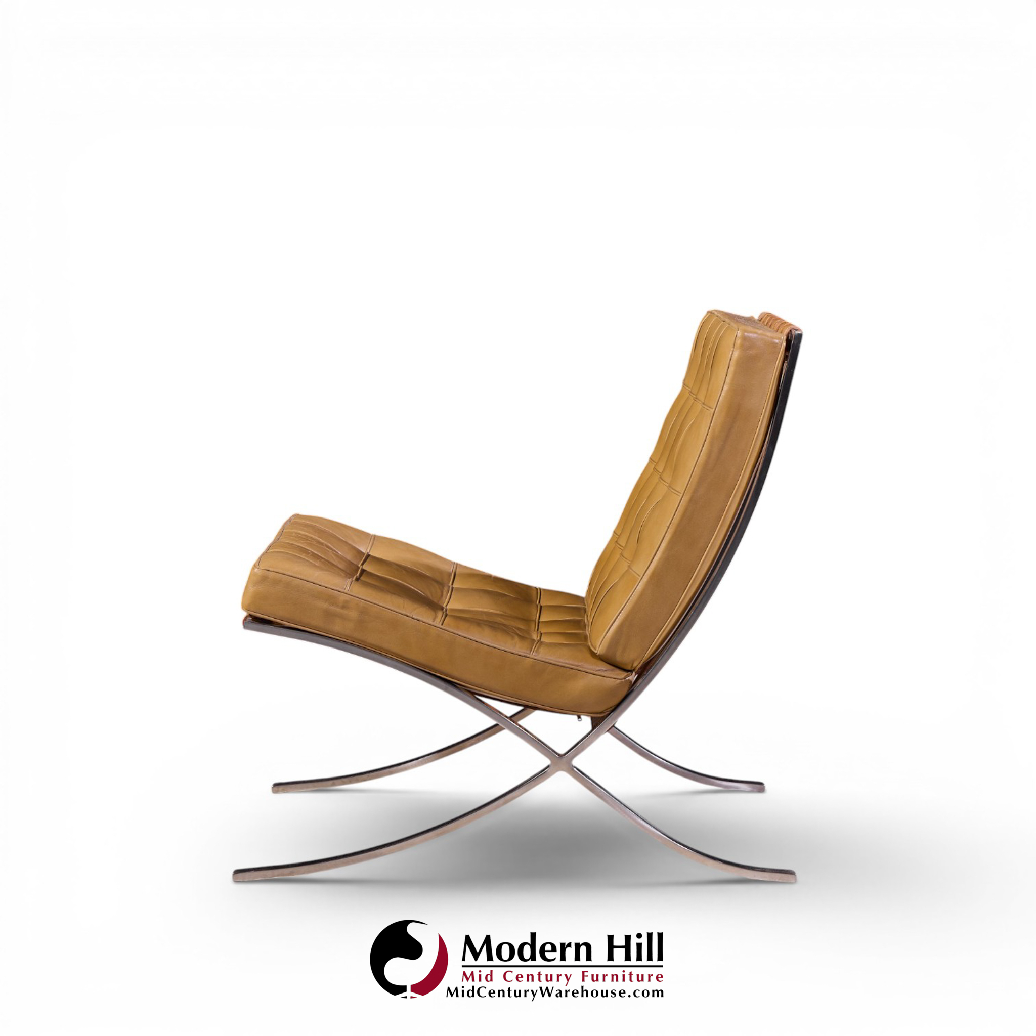 mies van der rohe for knoll mid century barcelona lounge chairs - pair