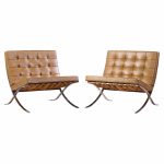 mies van der rohe for knoll mid century barcelona lounge chairs - pair