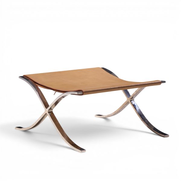 mies van der rohe for knoll mid century barcelona stool with cowhide sling