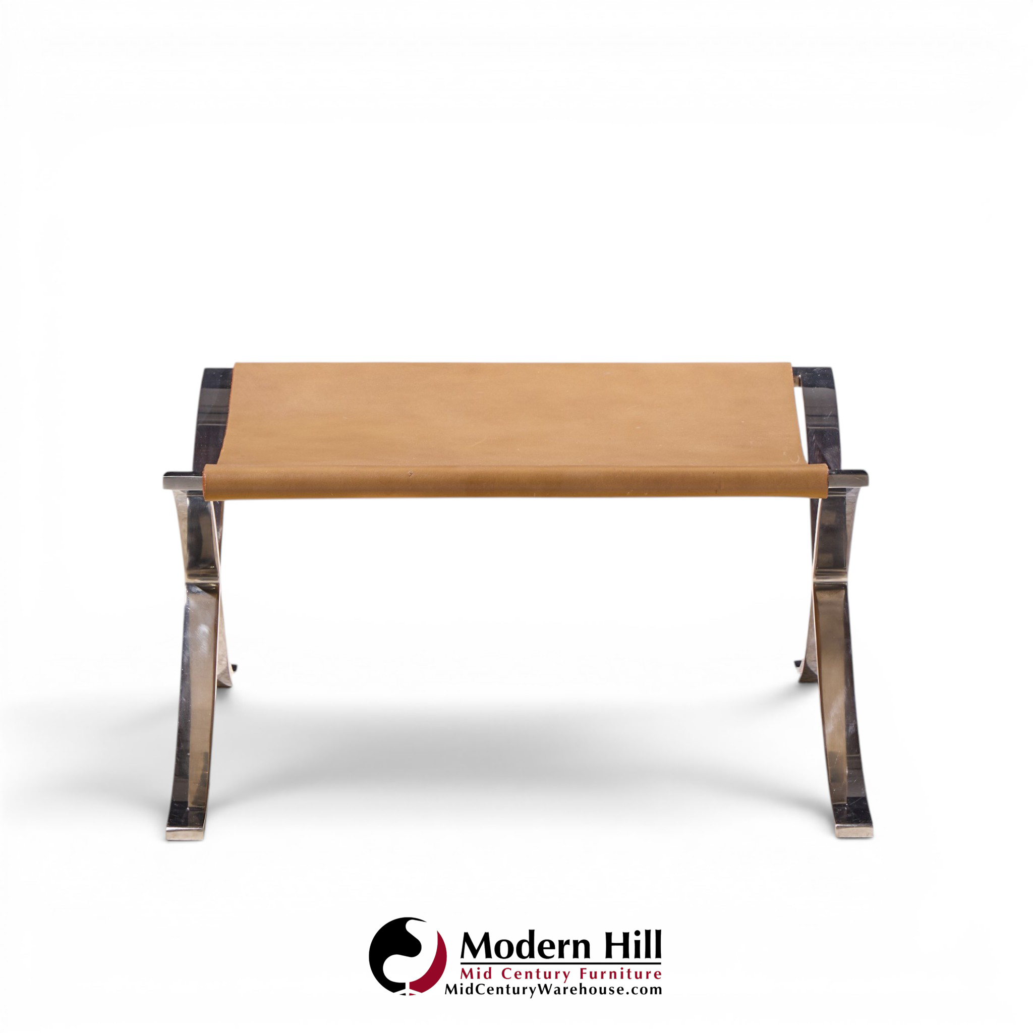 mies van der rohe for knoll mid century barcelona stool with cowhide sling