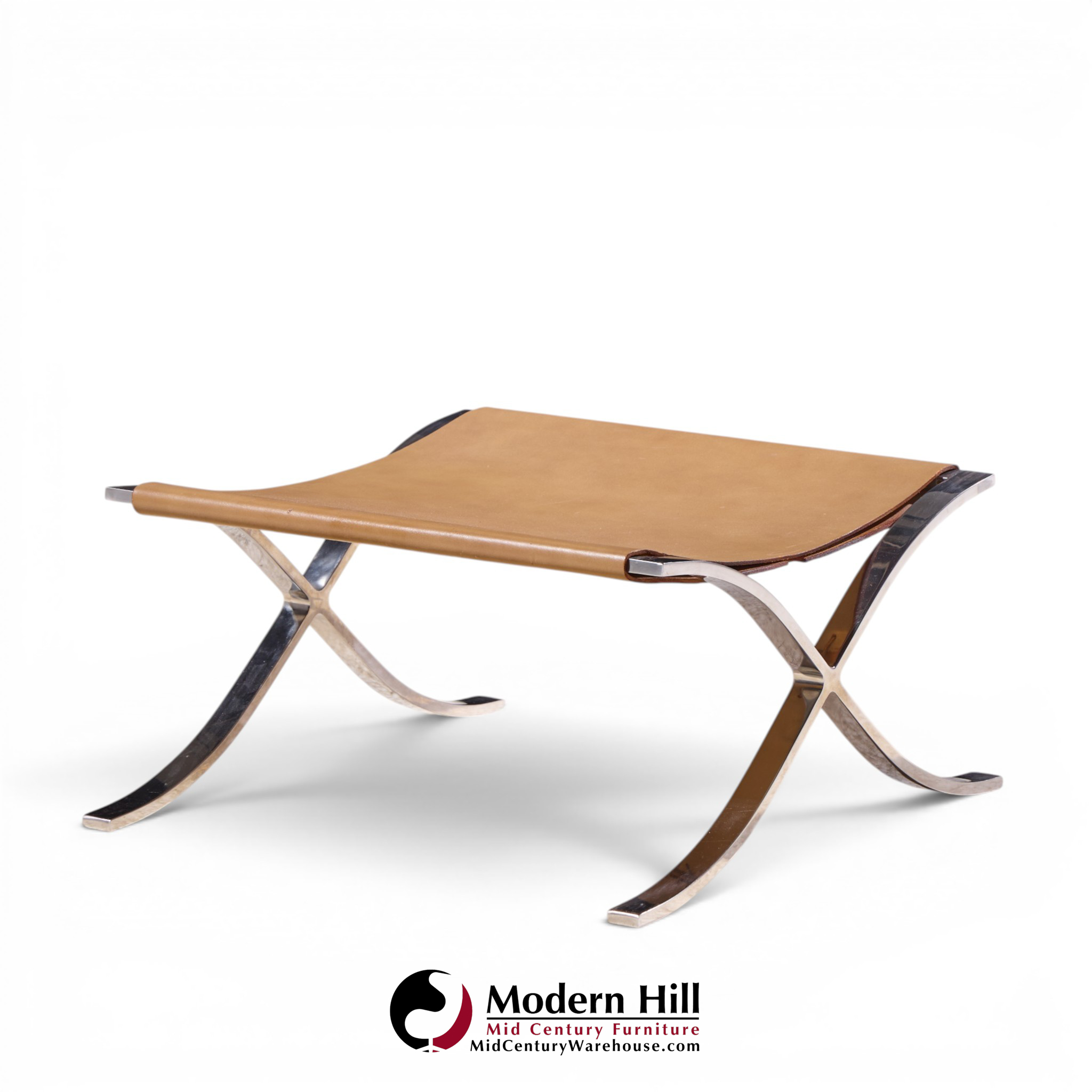 mies van der rohe for knoll mid century barcelona stool with cowhide sling