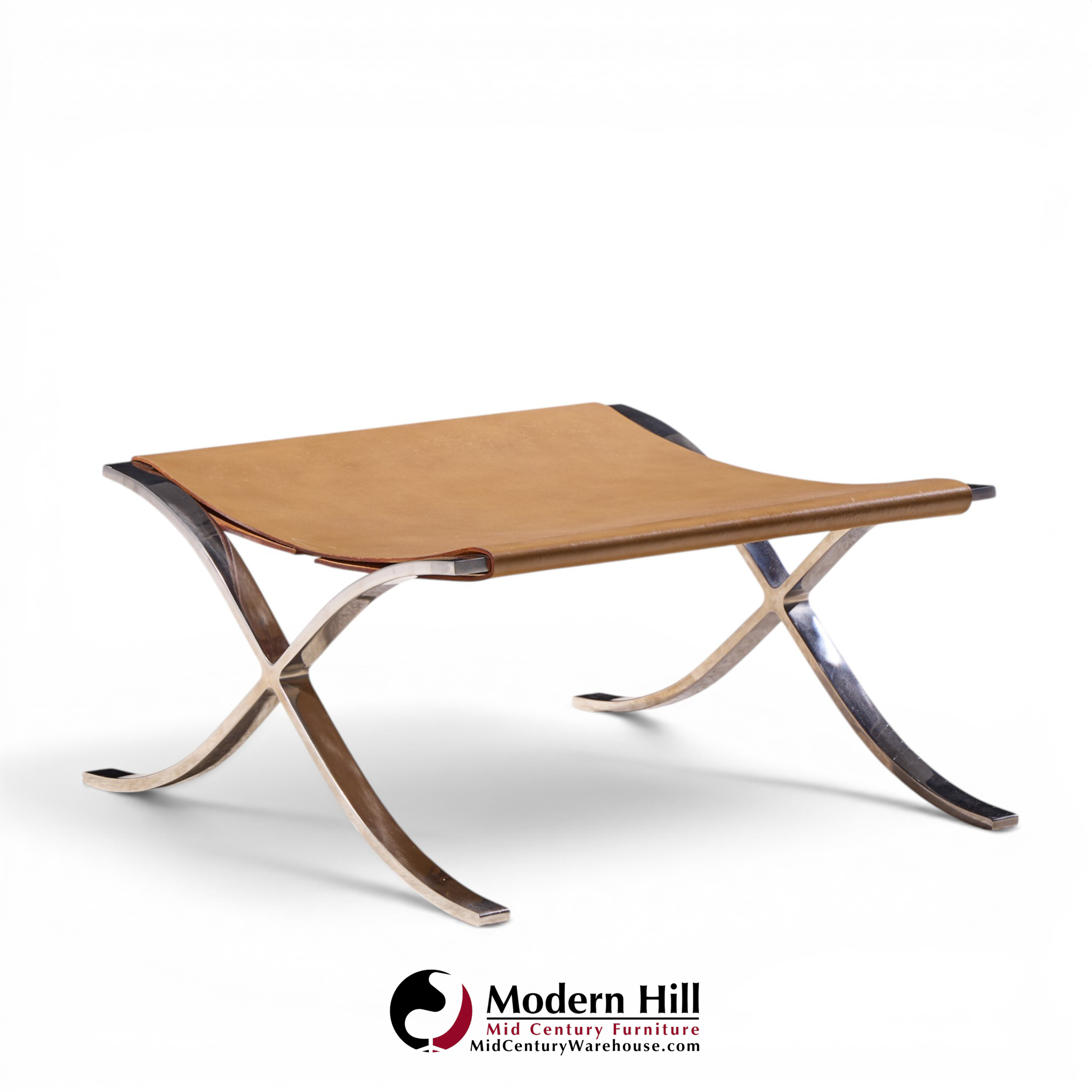mies van der rohe for knoll mid century barcelona stool with cowhide sling
