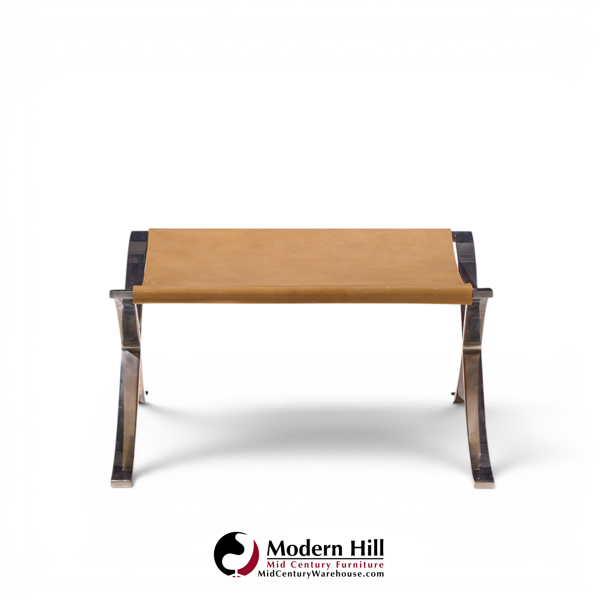 mies van der rohe for knoll mid century barcelona stool with cowhide sling