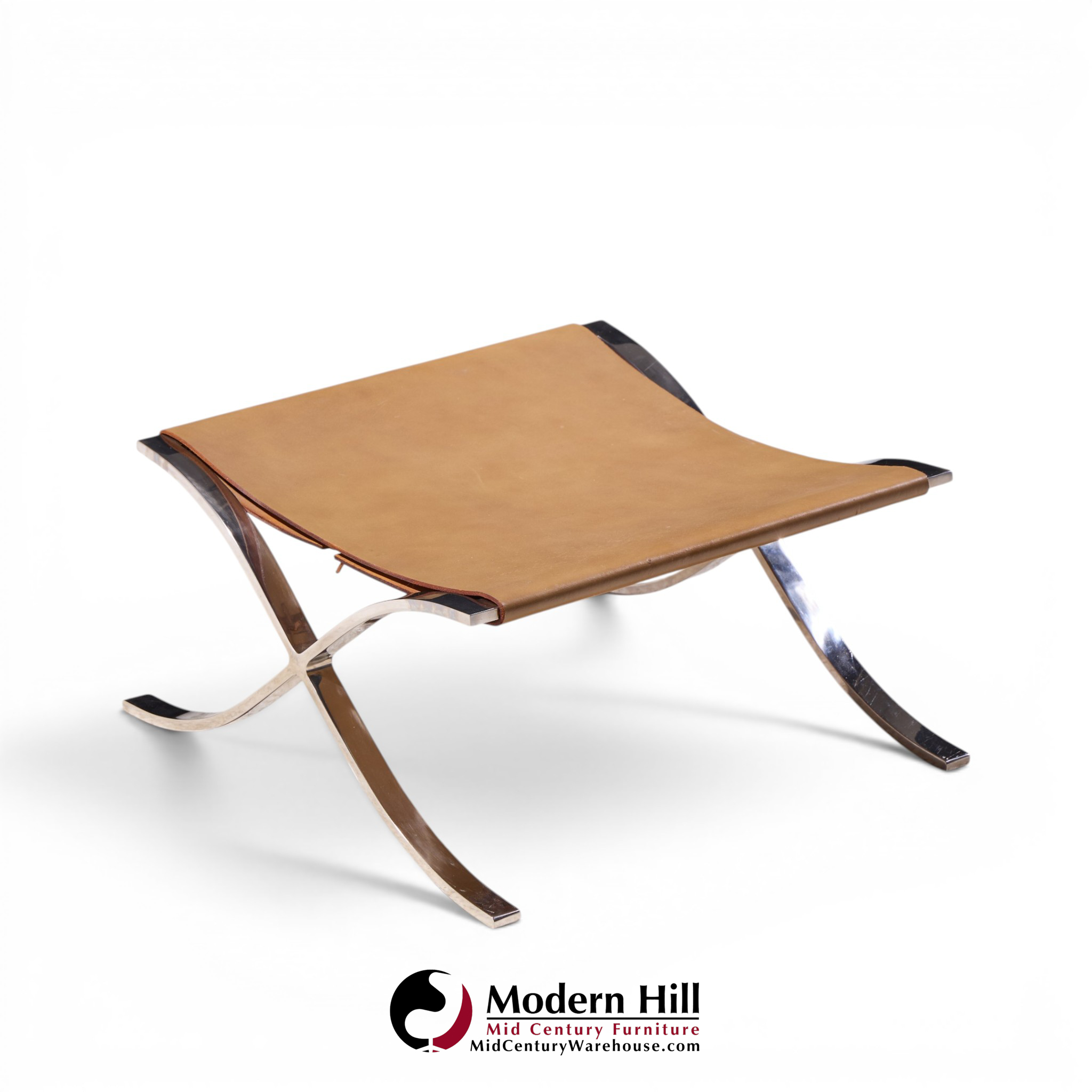 mies van der rohe for knoll mid century barcelona stool with cowhide sling
