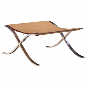 mies van der rohe for knoll mid century barcelona stool with cowhide sling