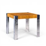 milo baughman style mid century chrome and burlwood dining table