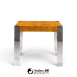 milo baughman style mid century chrome and burlwood dining table