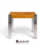 milo baughman style mid century chrome and burlwood dining table