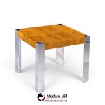 milo baughman style mid century chrome and burlwood dining table