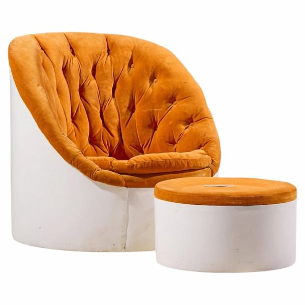 milo baughman for thayer coggin mid century lounge chair and ottoman