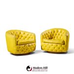 milo baughman for thayer coggin mid century tufted swivel lounge chairs - pair