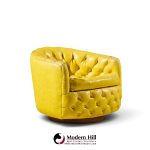 milo baughman for thayer coggin mid century tufted swivel lounge chairs - pair