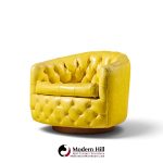 milo baughman for thayer coggin mid century tufted swivel lounge chairs - pair