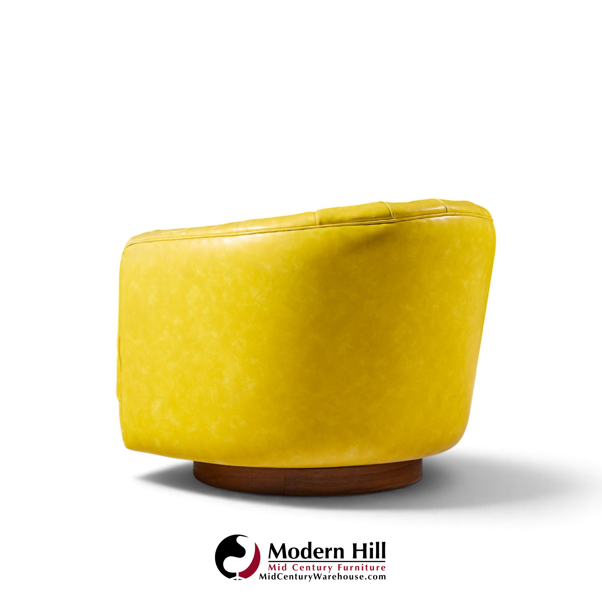 milo baughman for thayer coggin mid century tufted swivel lounge chairs - pair