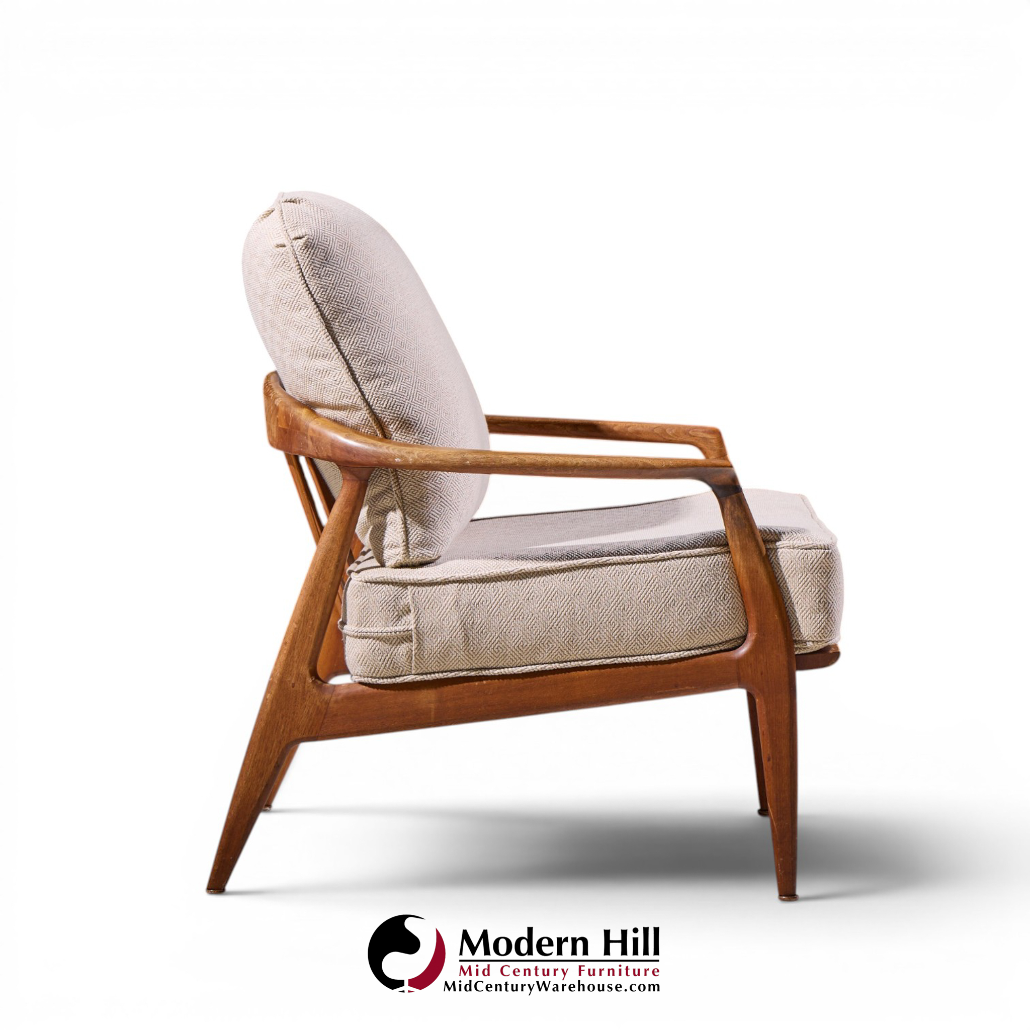 milo baughman for thayer coggin mid century walnut lounge chairs - pair