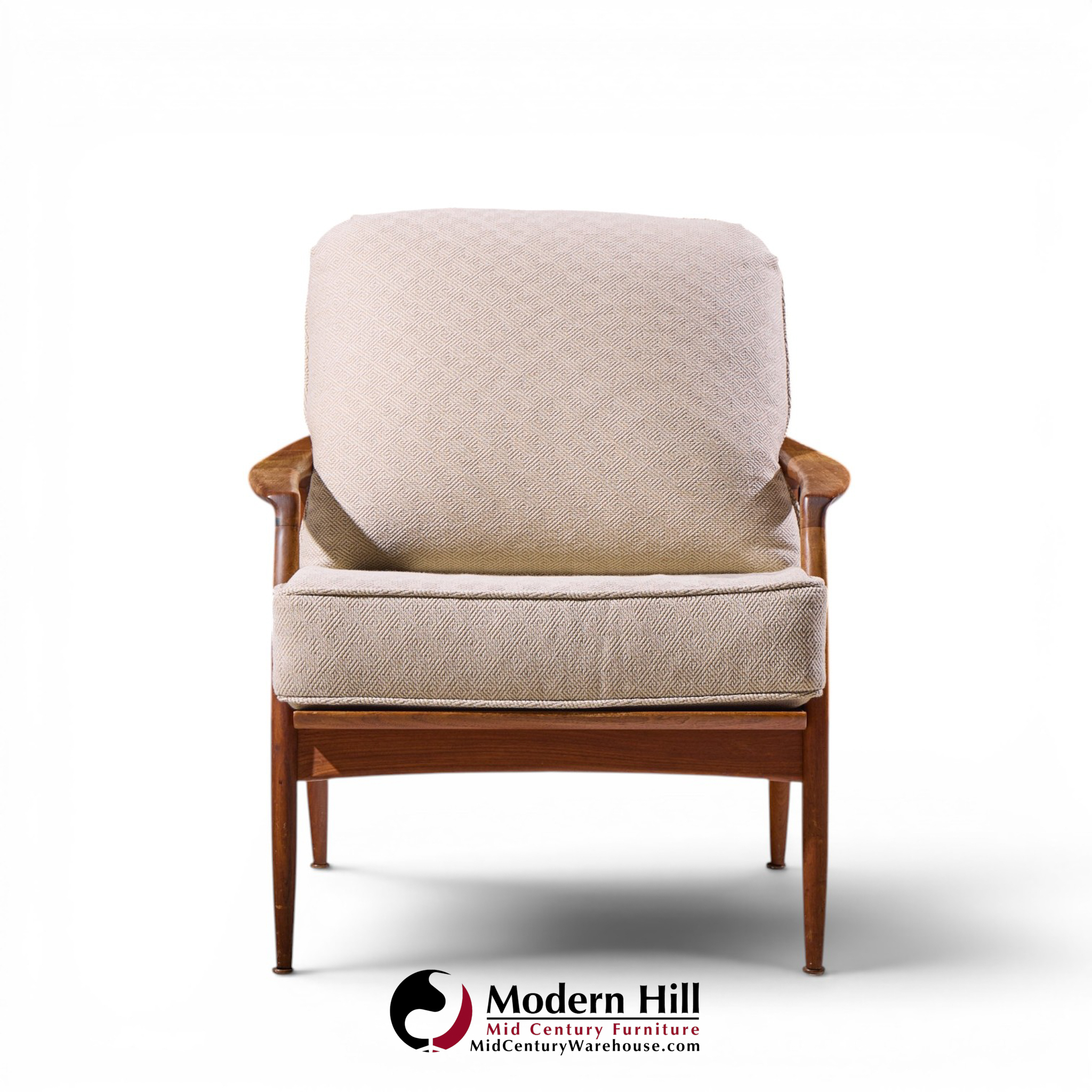 milo baughman for thayer coggin mid century walnut lounge chairs - pair