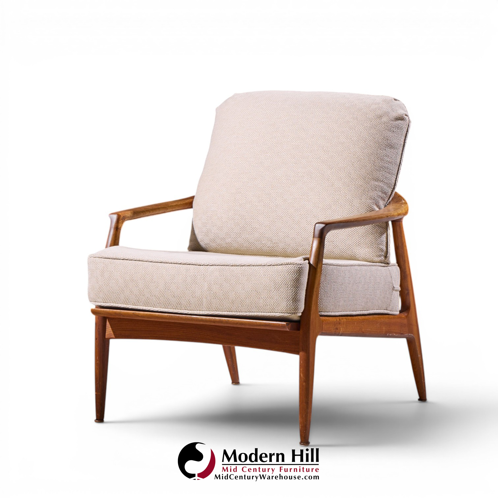 milo baughman for thayer coggin mid century walnut lounge chairs - pair