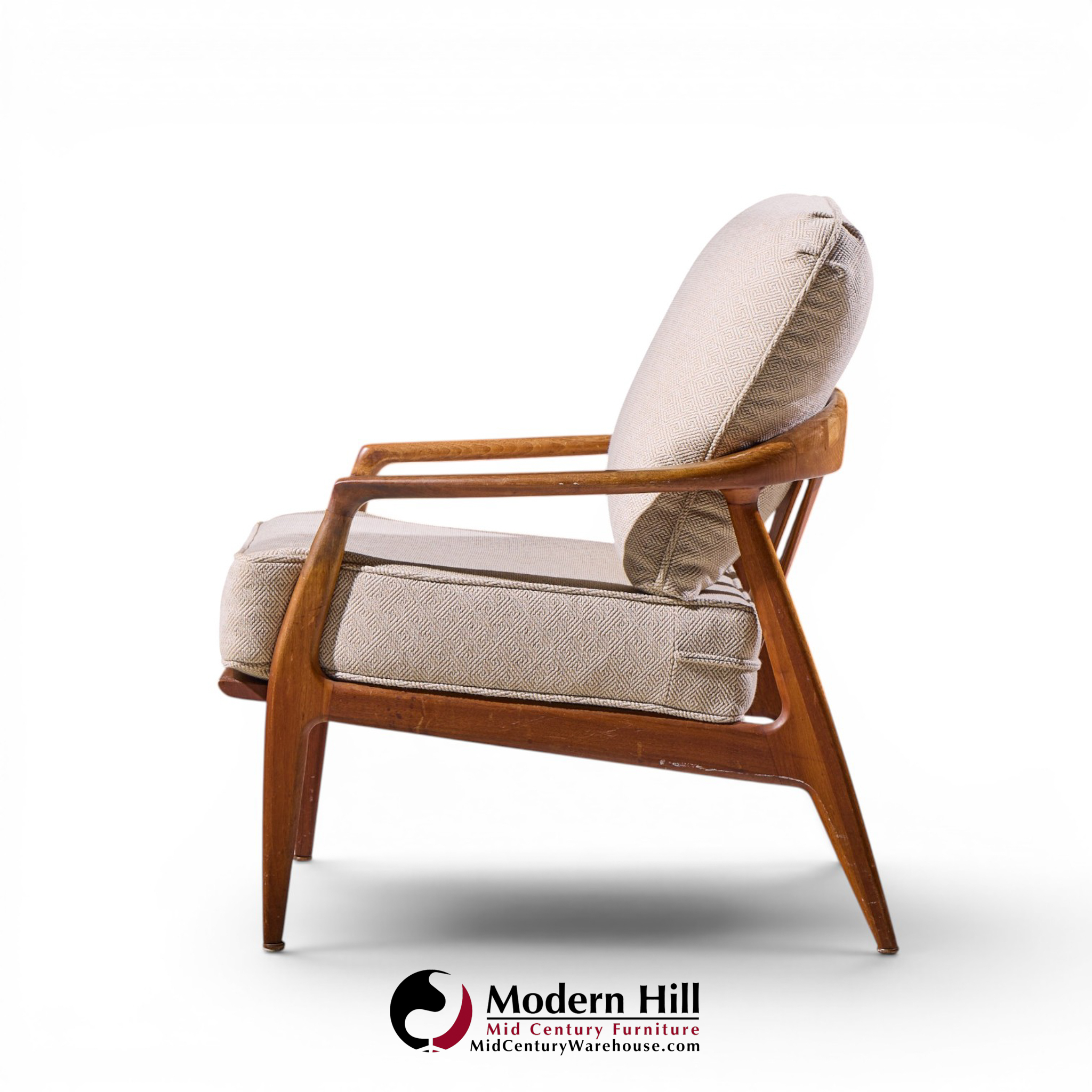 milo baughman for thayer coggin mid century walnut lounge chairs - pair