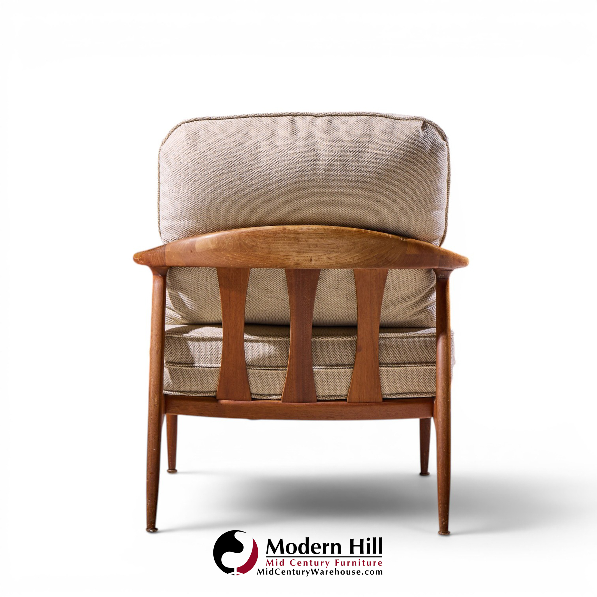 milo baughman for thayer coggin mid century walnut lounge chairs - pair