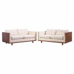 milo baughman for thayer coggin style mid century rosewood case loveseat sofa - pair
