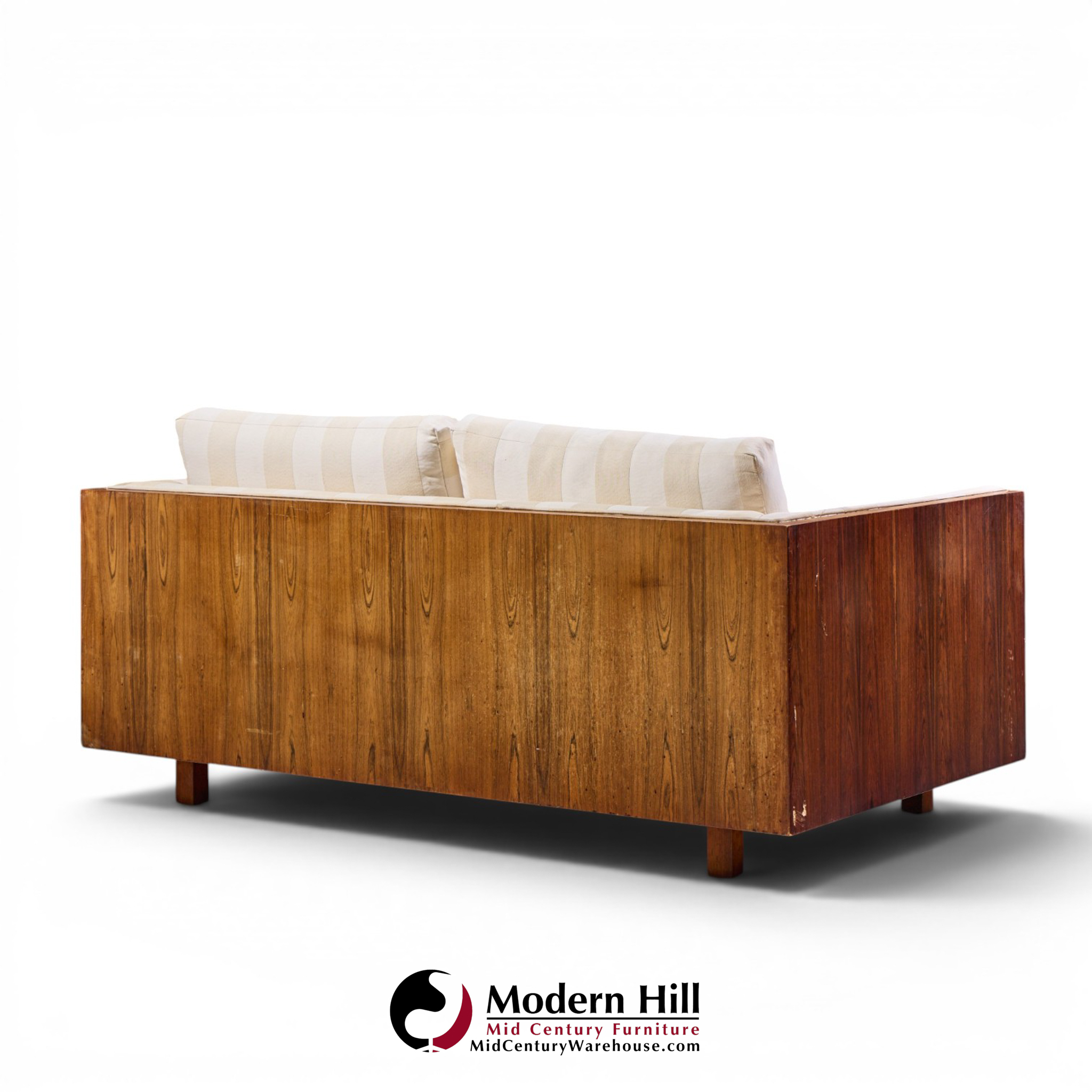 milo baughman for thayer coggin style mid century rosewood case loveseat sofa