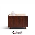 milo baughman for thayer coggin style mid century rosewood case loveseat sofa
