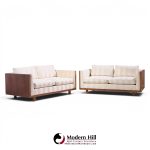 milo baughman for thayer coggin style mid century rosewood case loveseat sofa - pair