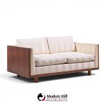 milo baughman for thayer coggin style mid century rosewood case loveseat sofa - pair