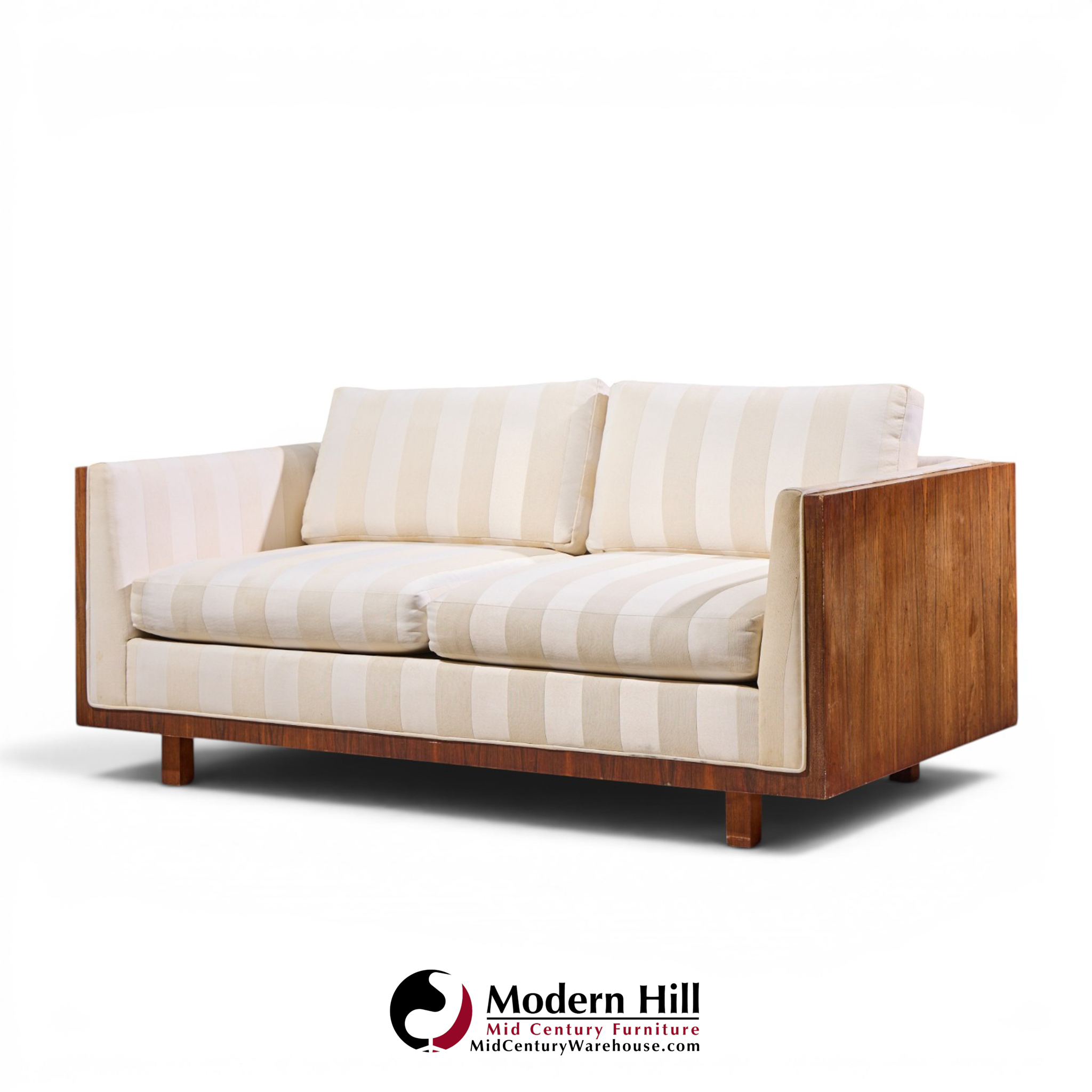 milo baughman for thayer coggin style mid century rosewood case loveseat sofa