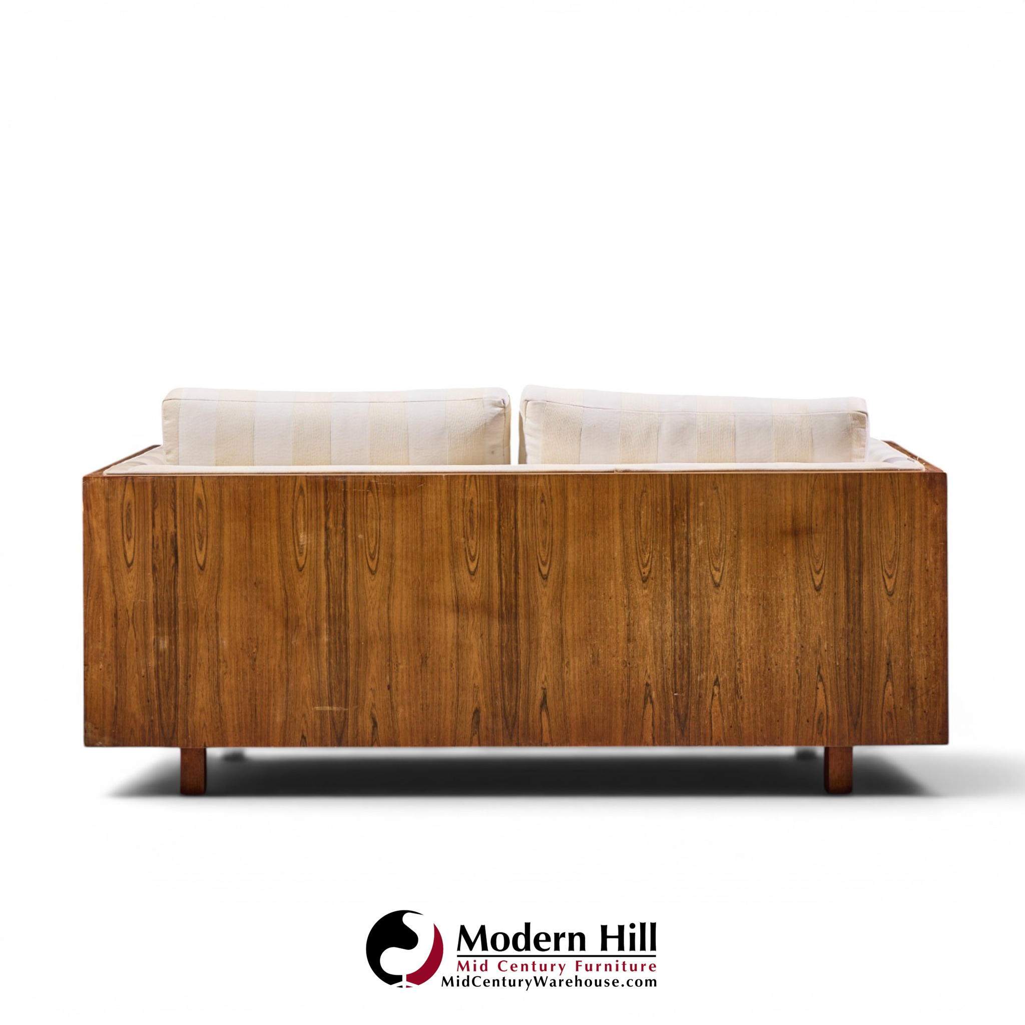 milo baughman for thayer coggin style mid century rosewood case loveseat sofa