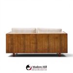 milo baughman for thayer coggin style mid century rosewood case loveseat sofa - pair