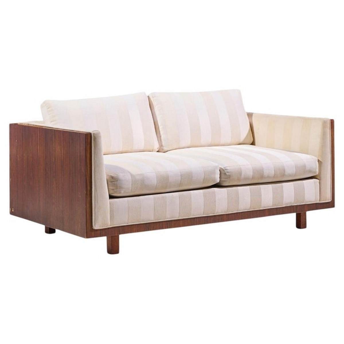 milo baughman for thayer coggin style mid century rosewood case loveseat sofa