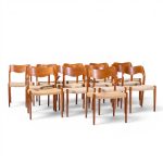 niels moller models 55 and 71 mid century danish teak dining chairs - set of 12