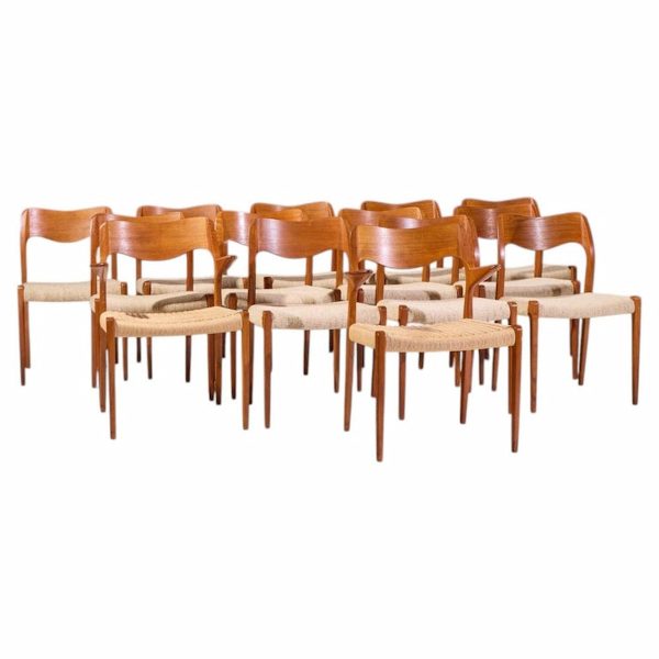 niels moller models 55 and 71 mid century danish teak dining chairs - set of 12