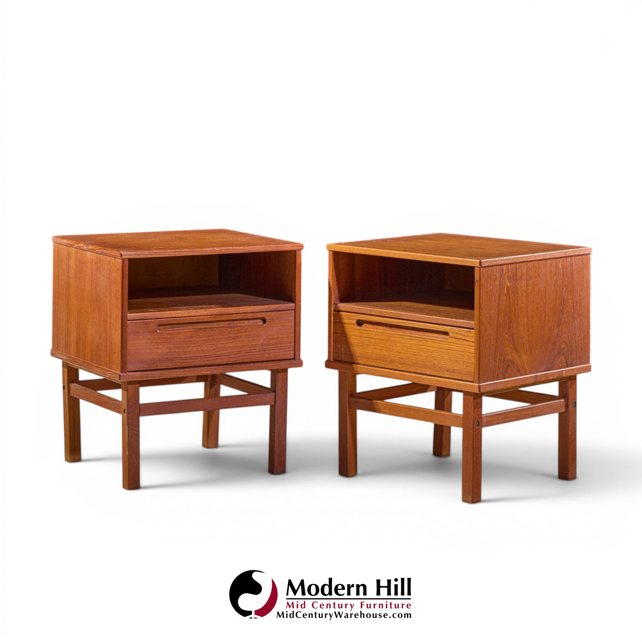 nils johnsson for tørring møbelfabrik mid century danish teak nightstands - pair