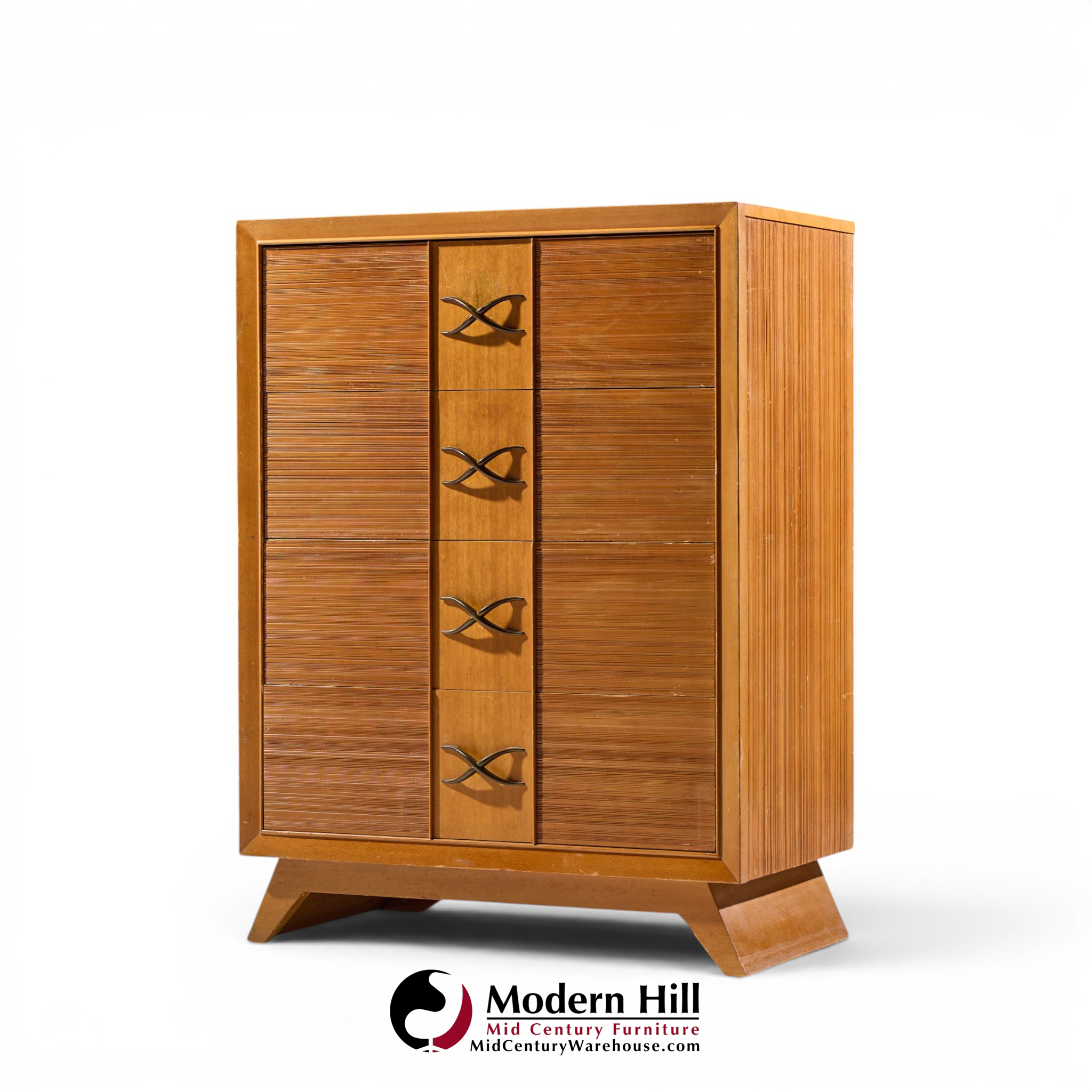 paul frankl for brown saltman mid century oak and brass highboy dresser