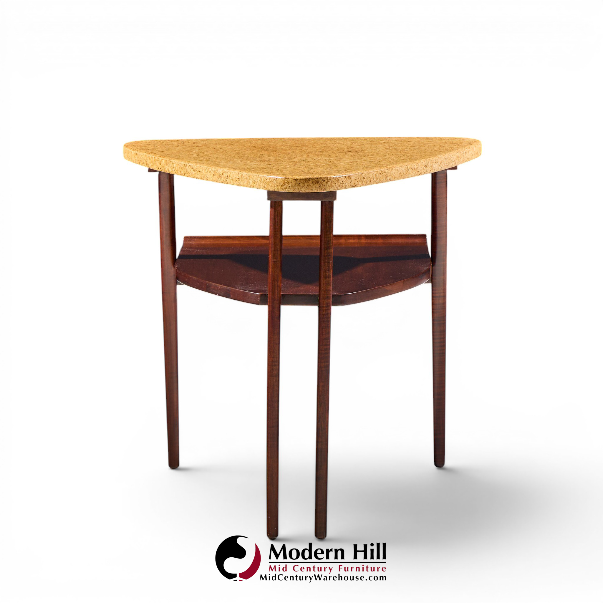 paul frankl for johnson furniture mid century cork and mahogany side end table