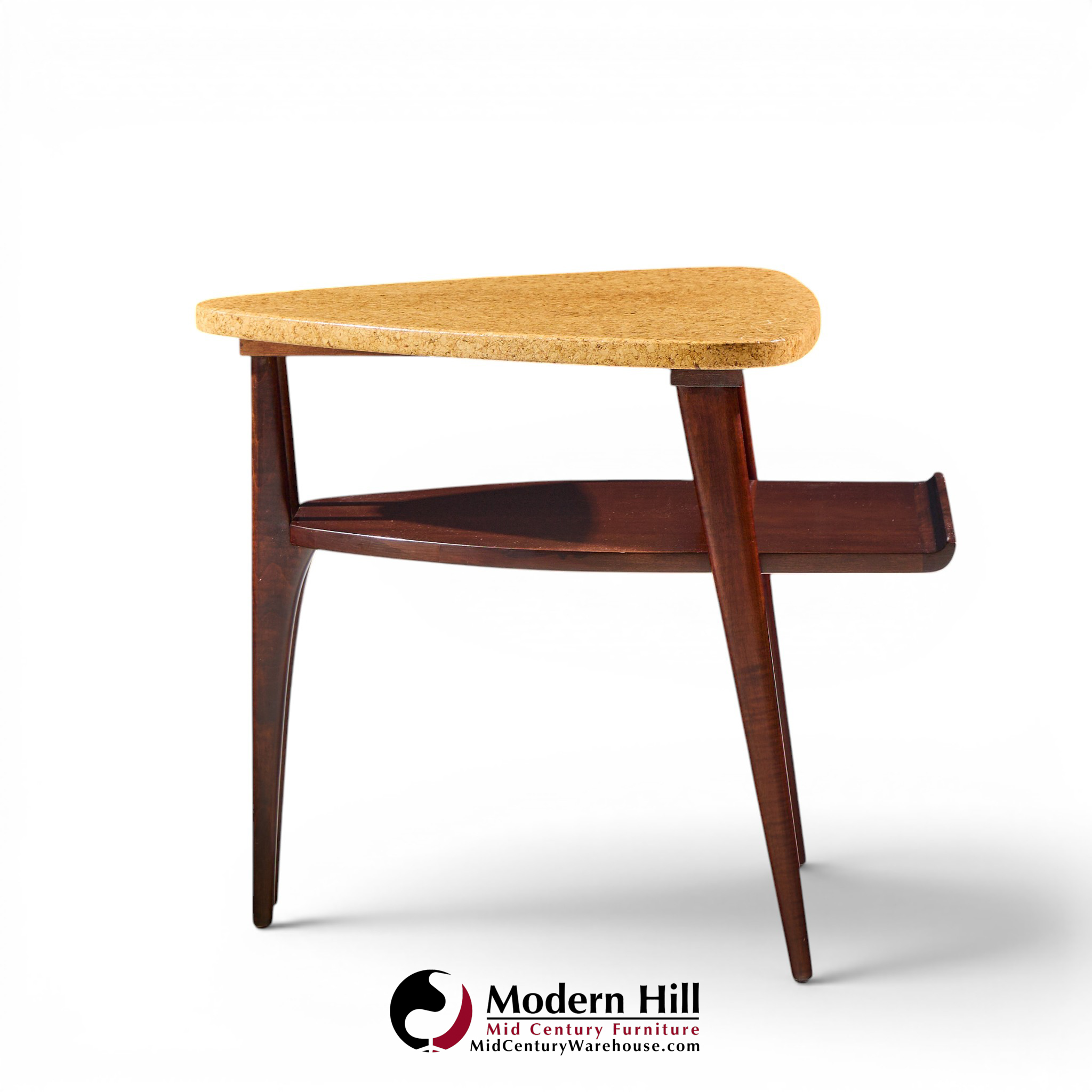 paul frankl for johnson furniture mid century cork and mahogany side end table