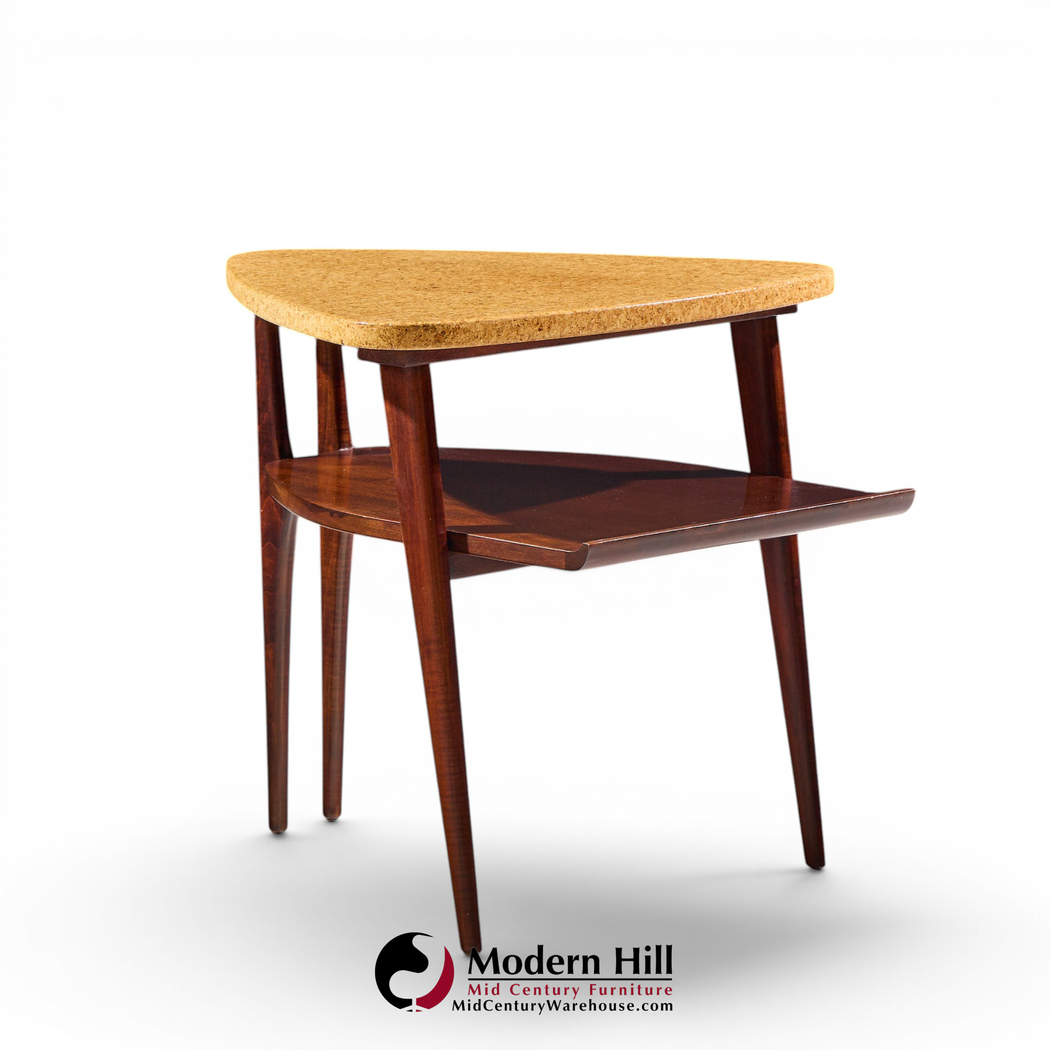 paul frankl for johnson furniture mid century cork and mahogany side end table
