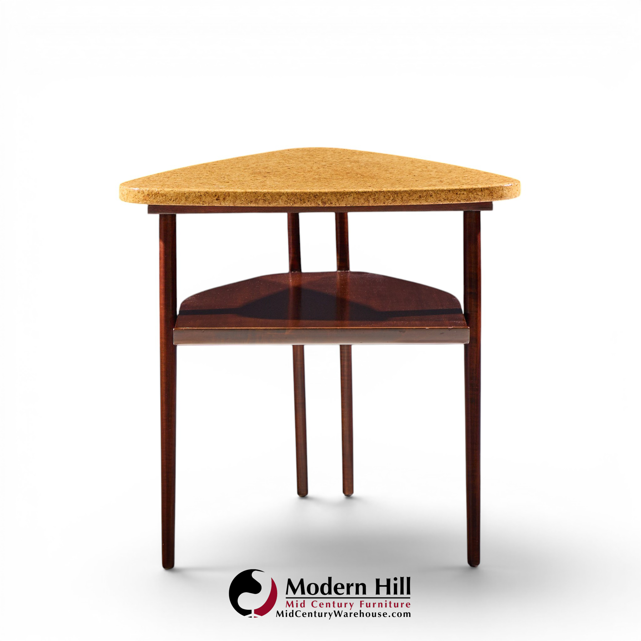 paul frankl for johnson furniture mid century cork and mahogany side end table