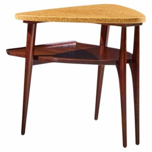 paul frankl for johnson furniture mid century cork and mahogany side end table